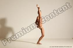 Underwear Gymnastic poses Woman White Moving poses Slim long blond Dynamic poses Academic